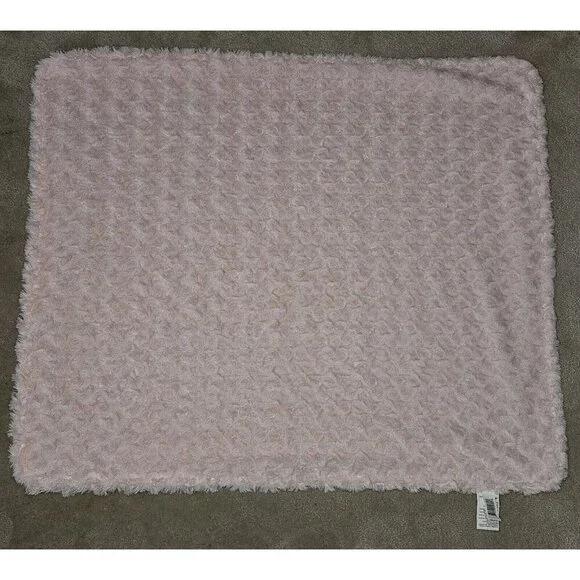 Blankets & Beyond Baby Blanket Pink Rosette Stars White SOFT Fleece Lovey 27x31